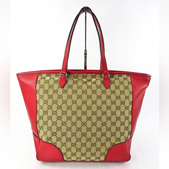 Gucci Red and Tan Signature Tote - Picture 2 of 15